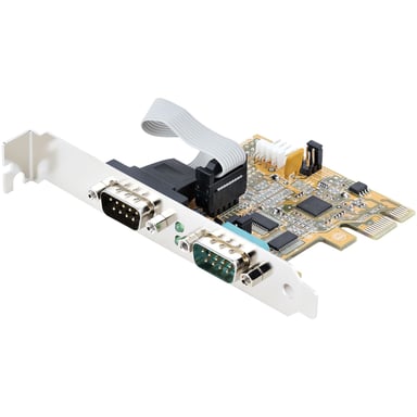 StarTech.com Carte Série PCI Express à 2 ports - Carte d'Extension Série PCIe vers RS232 (DB9) - Adaptateur PCIe avec UART 16C1050, Supports Standard ou Profil Bas - Carte PCIe 2 Ports, Rétention COM, Win et Linux - Neuf