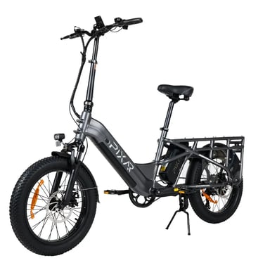 Bicicleta Eléctrico PIXAR Plus | Velocidad Máx 25 km/h | Autonomía 100 km | Motor 500W | Batería 48V 20Ah | Neumáticos de 20 Pulgadas | Gris