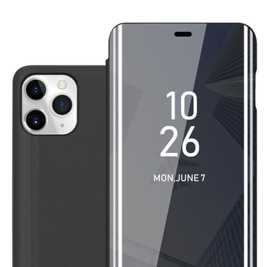 Coque pour Apple iPhone 11 PRO en TOURMALINE NOIR Clear View Housse de protection Étui de protection miroir avec fonction de support Protection à 360 degrés