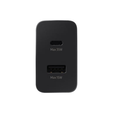 Samsung EP-TA220NBEGEU - Adaptateur Secteur Duo USB Type C & USB A - 35W, Noir (Emballage Original)