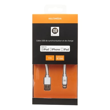 Cable USB para Apple Lighting 3m - Blanco