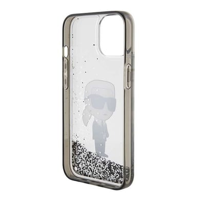 Funda Karl Lagerfeld para iPhone 15 6.1'' Funda rígida transparente Liquid Glitter Ikonik