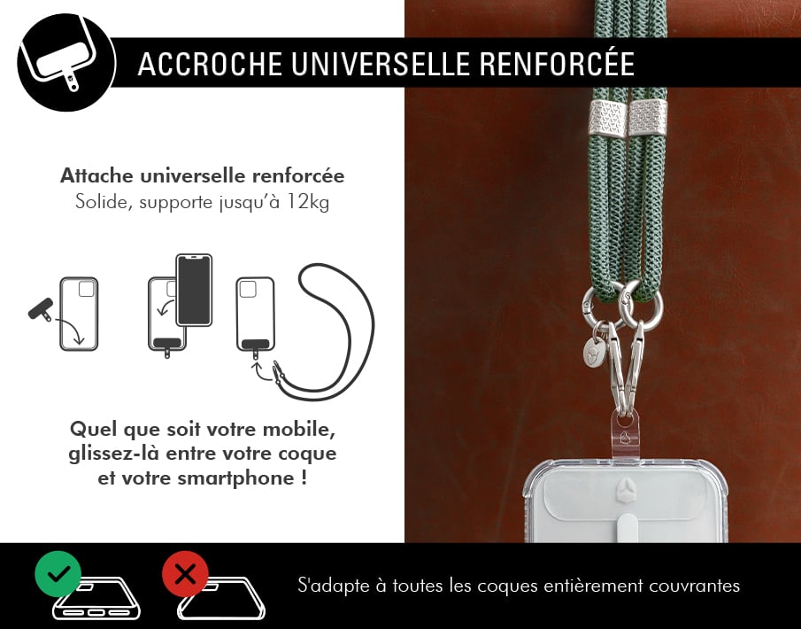 Bandoulière pour Smartphone Universel Double Accroche avec Système de Fixation Neuf - vue 10