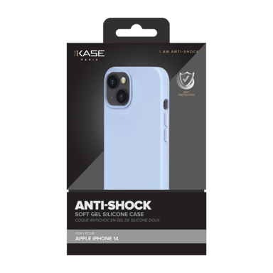Coque antichoc en gel de silicone doux pour Apple iPhone 14, Bleu Lilas
