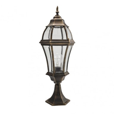 Abrila Becrux Sobremuro Exterior Clásico 1×E27 IP44, Negro / Oro, 64,5X21X21
