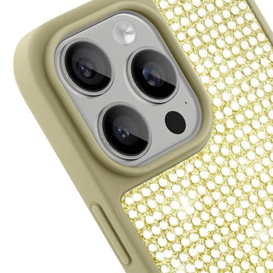 Guess Funda rígida para Apple iPhone 15 Pro Triangle Diamond Dorado