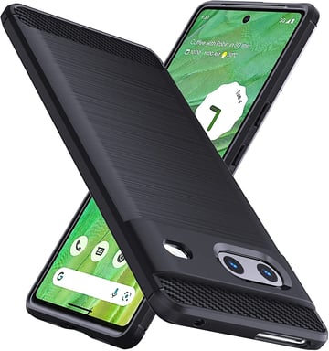 Coque brossée noire Google Pixel 7 5G  Style Carbon Fiber Antichoc  - Accessoires Pochette Case protection