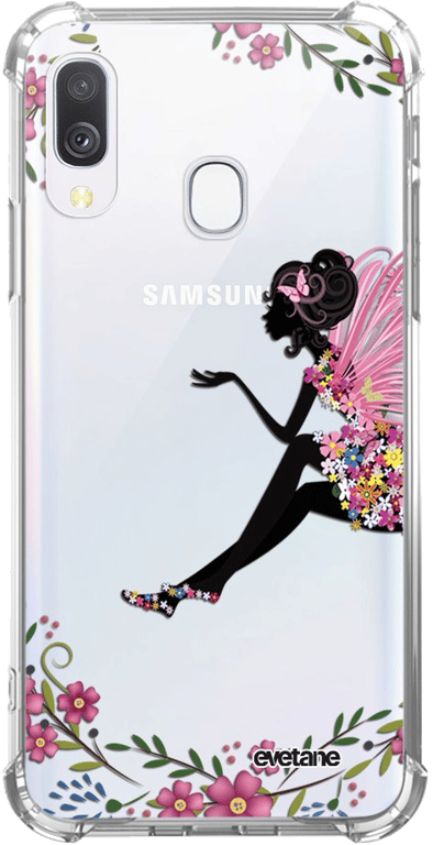 Evetane Coque Samsung Galaxy A40 anti-choc souple angles renforcés transparente Motif Fée Fleurale