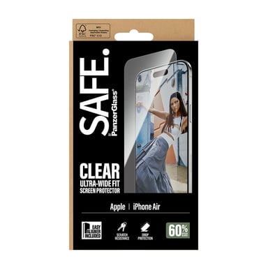 PanzerGlass SAFE. by ® Screen Protector iPhone Air | Ultra-Wide Fit w. EasyAligner Protector de pantalla Apple 1 pieza(s)