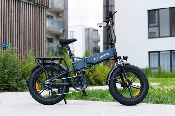 Bicicleta eléctrica plegable ENGWE ENGINE PRO 2.0 de 750 W con neumáticos anchos de 20 x 4,0 pulgadas, batería extraíble de 16 Ah, suspensión total, 8 marchas, color Azul