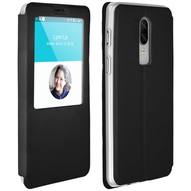 Funda libro OnePlus 6 con ventana carcasa rígida – Negra