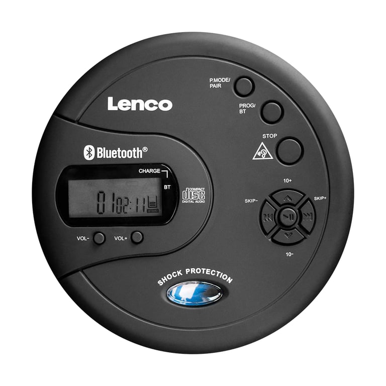 Lecteur CD MP3 Portable Bluetooth avec Anti-Choc et Écran LCD Noir - Neuf
