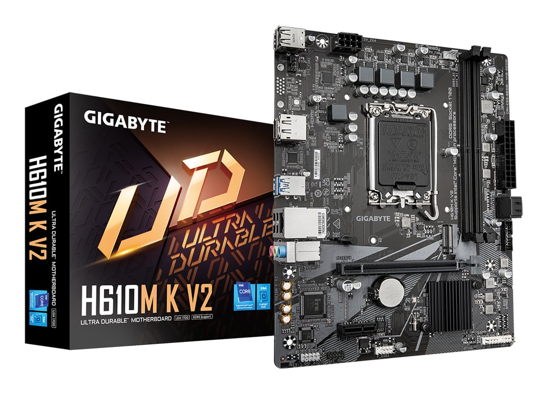 GIGABYTE H610M K V2 Carte mère Processeurs Intel Core 14? génération jusqu'à 5600 MHz DDR5 1xPCIe 3.0 .2 LAN 1GbE USB 3.2 Gen 1 Neuf