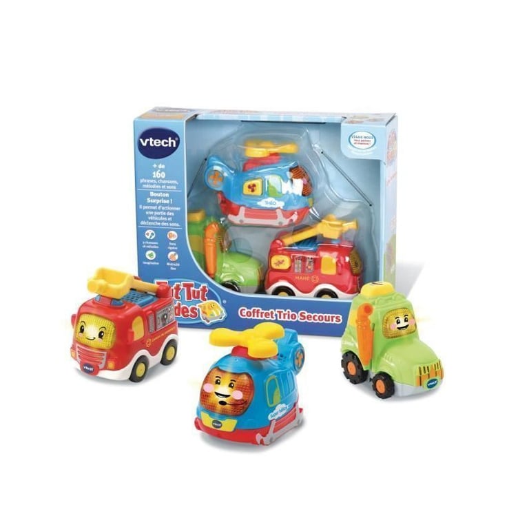 Coffret Trio Secours VTECH Tut Tut Bolides Camion de pompiers tracteur et hélico 1 à - vue 2
