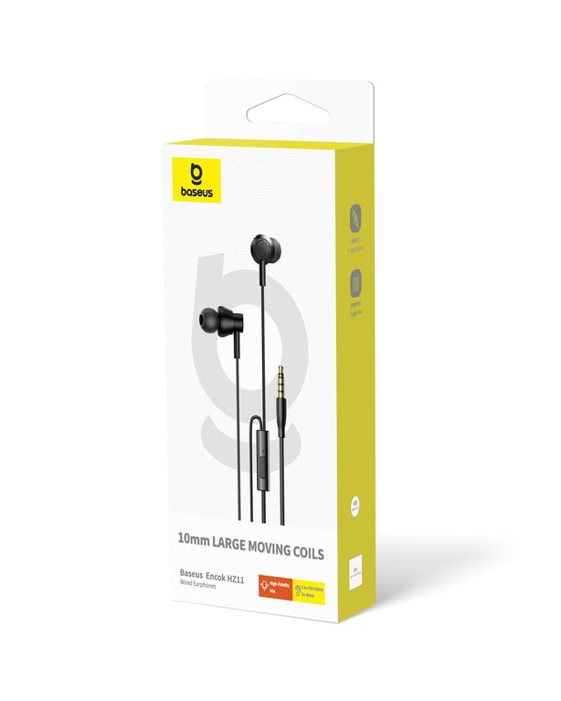 Écouteurs Avec Fil Baseus ENCOK HZ11 – Jack 3.5mm, Appels/Musique/Sport, Noir - vue 2