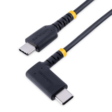 StarTech.com Cable 30cm USB C Acodado - en Ángulo Recto - PD 60W - 3A - Cable USB-C de Carga Rápida - de Alta Resistencia - USB 2.0 Tipo C - Fibra de