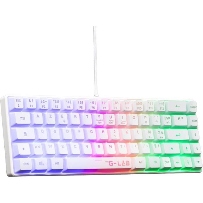 Clavier Gamer - KEYZ HYDROGEN - 60% Format Compact - Rétroéclairé - Filaire - Blanc - Neuf