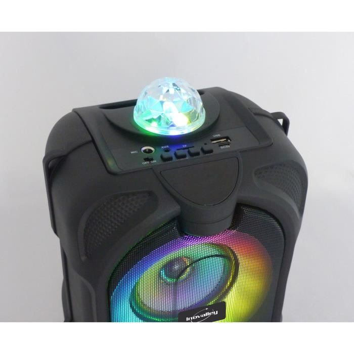 Enceinte lumineuse Bluetooth pour karaoké INOVALLEY DANCE CUBE 44 Effet kaléidoscope LED - vue 4