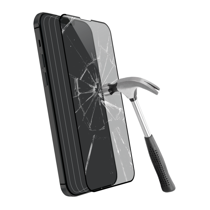 Protection d'écran en verre trempé (100% de surface couverte) pour Apple iPhone 13/ 13 Pro/ 14, Noir