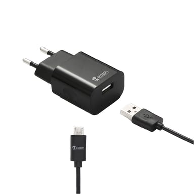Bundle Chargeur + câble micro USB Chargeur secteur 2.4A + câble 1m noir