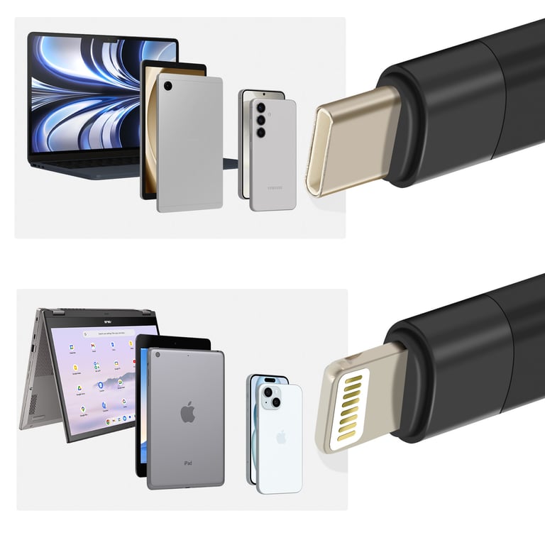 Câble de Charge et Synchronisation USB C vers Lightning et USB C Neuf - vue 5