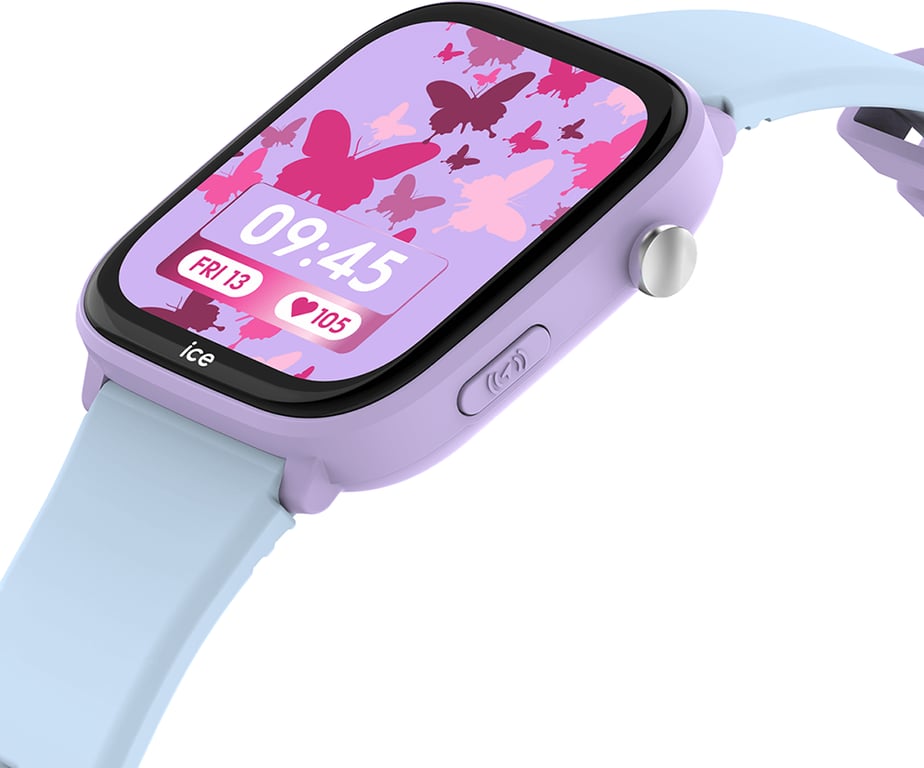 Montre connectée ICE SMART Junior 3.0 Find My Rectangulaire avec Bracelet Silicone Violet / Bleu Ice Watch - Neuf