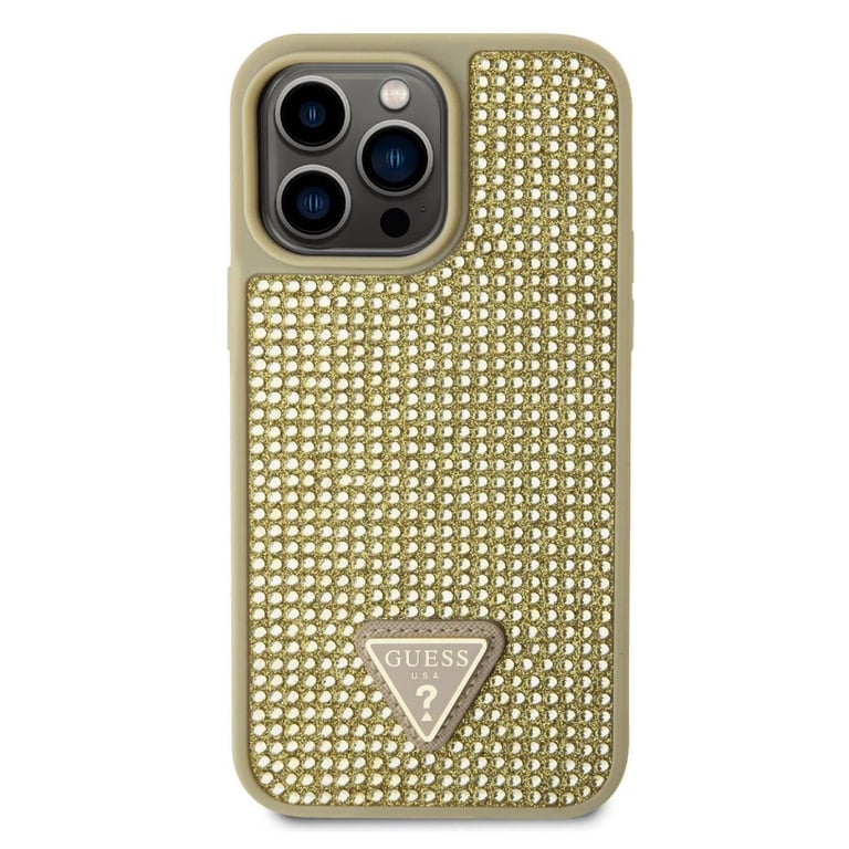 Guess Coque telephone - bumper telephone GUHCP14XHDGTPD Coque pour iPhone 14 Pro Max 67 strass Triangle