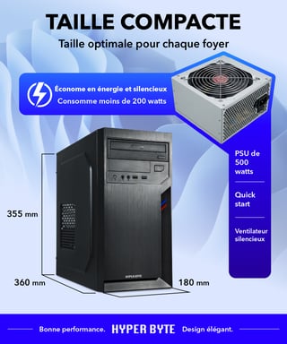 Basic Office PC / Ordinateur de bureau - AMD Athlon PRO 300GE - Tour Computer avec 8GO DDR4 RAM - 240GO SSD - WiFi - Windows 11 Pro