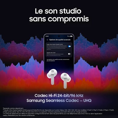 Galaxy Buds4 Pro - Ecouteurs intra-auriculaire sans fil avec réduction de bruit, Blanc