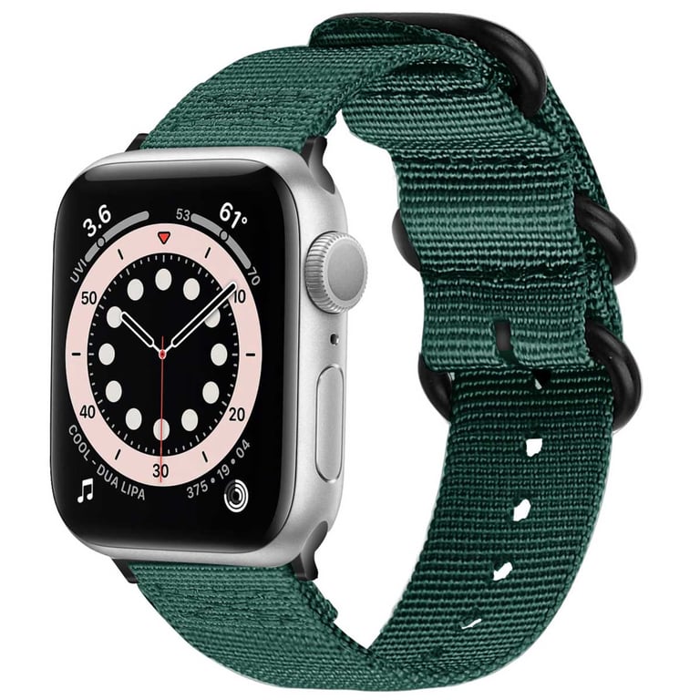 imoshion Bracelet robuste en nylon pour Apple Watch Series 1 - 9 / SE (38/40/41 mm) | Series 10 / 11 (42 mm) - Vert foncé - Neuf