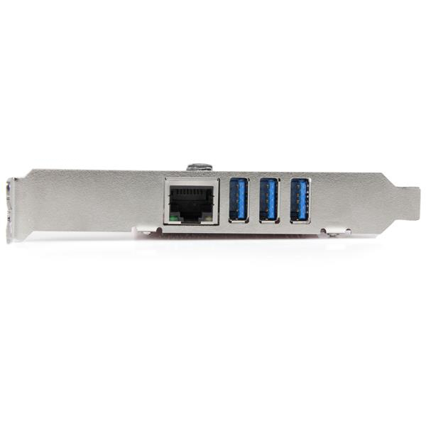 StarTech.com Carte PCI Express à 3 ports USB 3.0 et 1 port Gigabit Ethernet avec UASP Adaptateur PCIe 3x USB 1x GbE Adaptateur USB / réseau PCIe 2.0 profil bas USB 3.0 x 3 + 1000Base T x... - vue 5
