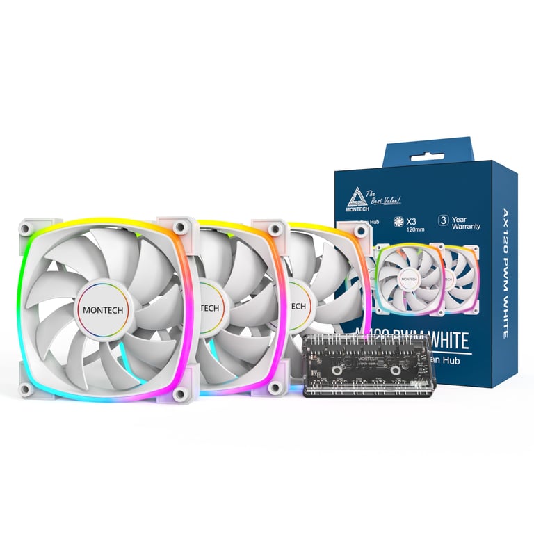 Montech Modèle du produit : Lot de 3 Ventilateurs de boitier AX120 RGB 12cm Neuf - vue 4