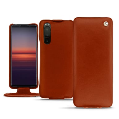Housse cuir Sony Xperia 5 II -  - Orange - Cuir vegan