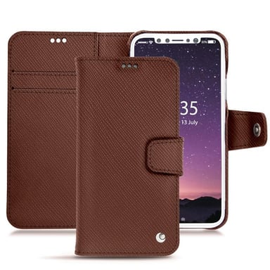 Housse cuir Apple iPhone Xs -  - Marron - Cuir saffiano