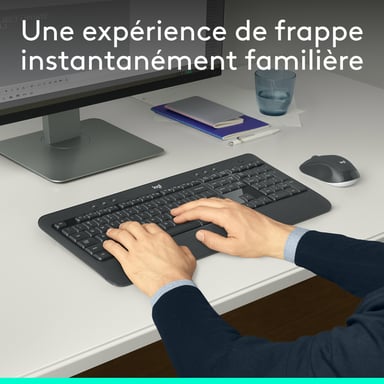Logitech 920-008676 teclado Ratón incluido Universal RF inalámbrico AZERTY Francés Negro, Blanco
