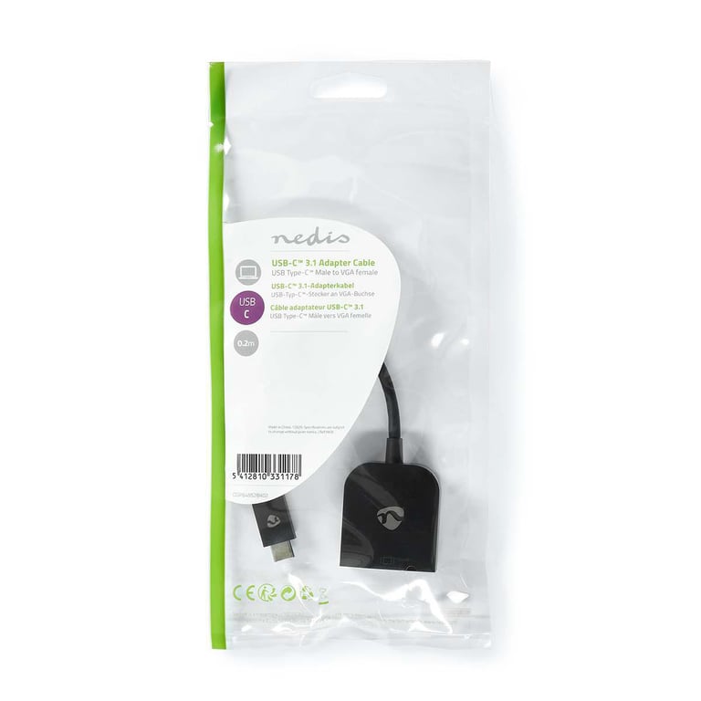 Nedis CCGP64852BK02 adaptateur graphique USB 1920 x 1200 pixels Noir - Neuf