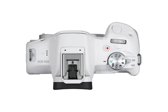Canon EOS R50, White + RF-S 18-45mm F4.5-6.3 IS STM Kit MILC 24,2 MP CMOS 6000 x 4000 Pixeles Blanco