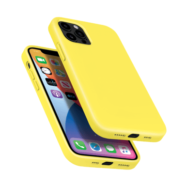 Carcasa de gel de silicona suave a prueba de golpes para Apple iPhone 12/12 Pro, amarillo limonada