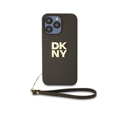 Custodia per Apple iPhone 15 Pro Max con logo metallico e cinturino da polso