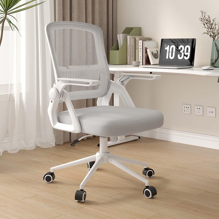 Chaise d'ordinateur pivotante avec accoudoir rabattable à 90° et support lombaire pour la maisonbureau Neuf