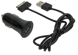 Spring Pack Chargeur Voiture 1Usb +Cable 1A Usb/30 Pin 1M Noir