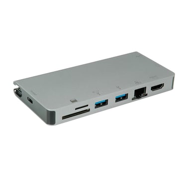 ROLINE 12.02.1022 base para portátil y replicador de puertos Alámbrico USB 3.2 Gen 1 (3.1 Gen 1) Type-C Gris