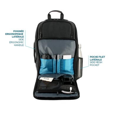 Zaino da viaggio professionale 48h 30L, bagaglio a mano compatibile con computer da 14-15,6'', borsa da cabina idrorepellente, multitasche, ergonomica, nero