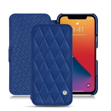 Funda de piel Apple iPhone 13 Pro - Solapa horizontal - Azul - Piel lisa cosida