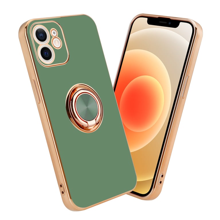 Coque pour Apple iPhone 11 en Glossy Vert Clair - Or avec anneau Housse de  protection Étui en silicone TPU flexible, avec protection pour appareil  photo et support voiture magnétique - Cadorabo