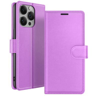 Zanaé Funda tipo cartera para iPhone 14 Pro con soporte y lengüeta magnética Violeta