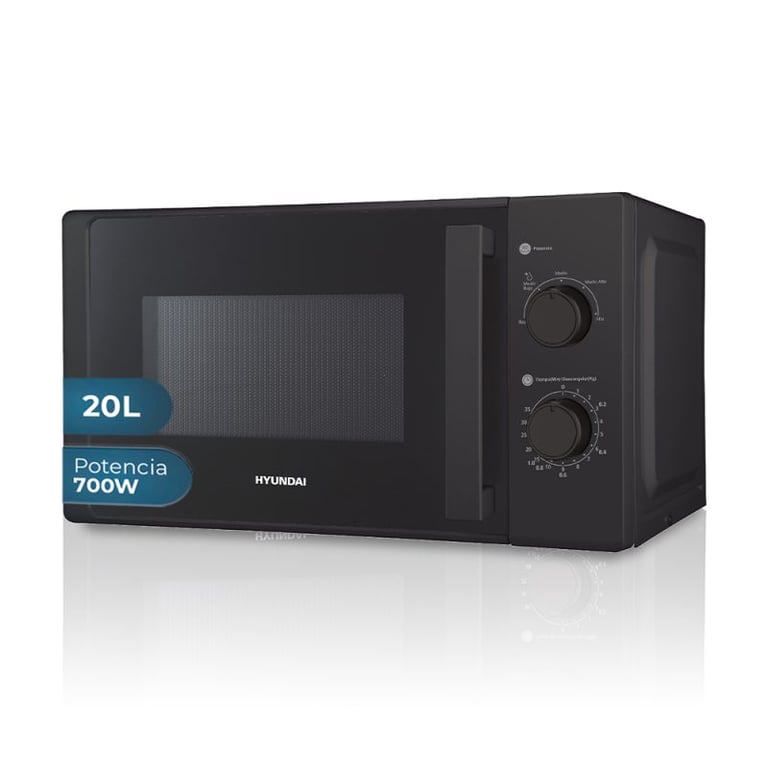 Microondas Hyundai HMW2700N 20 Litros Cristal Contrôle Manuel - vue 3