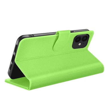 Zanaé Funda tipo cartera para iPhone 12 mini con función de soporte y lengüeta magnética Verde
