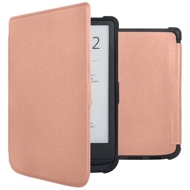 imoshion Étui de liseuse portefeuille Slim Soft pour Pocketbook Touch Lux 5 / HD 3 / Basic Lux 4 / Vivlio Lux 5 - Rose Doré
