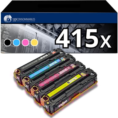 123CONSUMMABLES - 415X - Toner compatibile con HP 415X 415A Color Laserjet Pro MFP M479fdw M479dw M479fnw M479fdn M479 M454dw M454dn M454 W2030X W2030A W2031X W2032X W2033X (Nero Ciano Magenta Giallo)